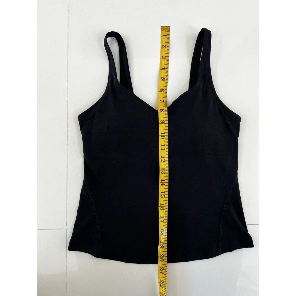 LULULEMON Align Tank Top Crop Fitted Stretch V-Neck Black Built in Shelf Bra 6